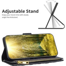 4U Sky Xiaomi 13 Lite/civi 2 5g Zipper Cep Pu Deri Deri Cüzdan Telefon Stand Kapağı Black (Yurt Dışından)