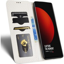 4U Sky Xiaomi 12S Ultra 5g Pu Deri Izgara Doku Folio Flio Flip Telefon Kılıfı Stand Cüzdan Manyetik Otomatik Kapak Kapak-Beyaz (Yurt Dışından)