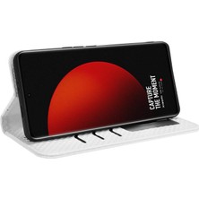 4U Sky Xiaomi 12S Ultra 5g Pu Deri Izgara Doku Folio Flio Flip Telefon Kılıfı Stand Cüzdan Manyetik Otomatik Kapak Kapak-Beyaz (Yurt Dışından)