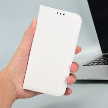 4U Sky Xiaomi 12S Ultra 5g Pu Deri Izgara Doku Folio Flio Flip Telefon Kılıfı Stand Cüzdan Manyetik Otomatik Kapak Kapak-Beyaz (Yurt Dışından)