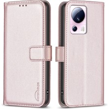 4U Sky Xiaomi Için BF17 13 Lite/civi 2 5g Pu Deri Cüzdan Telefon Kapak Telefon Standı Kabuk Rose Altın (Yurt Dışından)