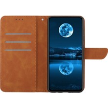 4U Sky HT05 Pu Deri Kapak Xiaomi Poco F5 Pro 5g/redmi K60 5G/K60 Pro 5g, Baskılı Çizgi Stand Flip Cüzdan Telefon Kahverengi (Yurt Dışından)