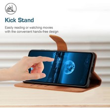 4U Sky HT05 Pu Deri Kapak Xiaomi Poco F5 Pro 5g/redmi K60 5G/K60 Pro 5g, Baskılı Çizgi Stand Flip Cüzdan Telefon Kahverengi (Yurt Dışından)