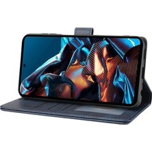 4U Sky Xiaomi Redmi Için Note 12 Pro 5g/note 12 Pro Speed ​​5g/poco X5 Pro 5g Yatay Hat Stand Cüzdan Deri Kapak Mavisi (Yurt Dışından)