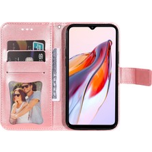 4U Sky Xiaomi Redmi Için 12C 4G/11A 4g Telefon Kapağı Çiçek Baskı Deri Stand Cüzdan Kılıfı Strap-Pink ile (Yurt Dışından)