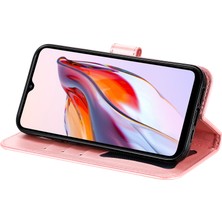 4U Sky Xiaomi Redmi Için 12C 4G/11A 4g Telefon Kapağı Çiçek Baskı Deri Stand Cüzdan Kılıfı Strap-Pink ile (Yurt Dışından)