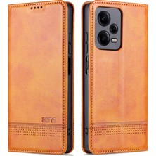 4U Sky Xiaomi Redmi Için Note 12 Pro Speed ​​5g/poco X5 Pro 5g/not 12 Pro 5g Cowhide Doku Şok Geçirmez Telefon Standı Pu Deri Manyetik Oto Absorbed Folio Flip Cüzdan Kapak Kahverengi (Yurt Dışından)