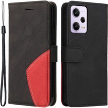 4U Sky Xiaomi Redmi Için Note 12 Pro 5g/note 12 Pro Speed ​​5g/poco X5 Pro 5g Cep Telefonu Kılıf Cüzdan Stand Çift Renkli Ekleme Deri Kapak-Siyah (Yurt Dışından)