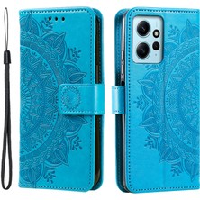 4U Sky Xiaomi Redmi Için Deri Flip Kapak Not 12 4g Dava Mandala Çiçek Deseni Cüzdan Telefon Kabuk Mavisi (Yurt Dışından)