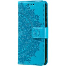 4U Sky Xiaomi Redmi Için Deri Flip Kapak Not 12 4g Dava Mandala Çiçek Deseni Cüzdan Telefon Kabuk Mavisi (Yurt Dışından)