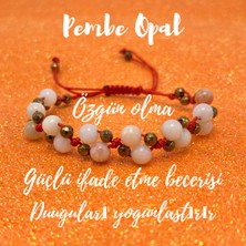 Yıldız Doğal Taş 6mm Ipli Pembe Opal Ayarlanabilir Ölçü Doğal Taş Bileklik