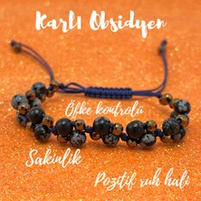 Yıldız Doğal Taş 6mm Ipli Karlı Obsidyen Ayarlanabilir Ölçü Doğal Taş Bileklik