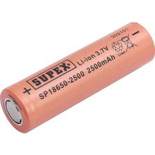 Ayt Supex 18650-2500 3.7V 2500 Mah Düz Kafa Li-Ion Pil Şarjlı Pil