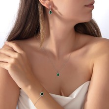 Usho Jewelry 925 Ayar Gümüş Oval Pırlanta Modeli Küpe