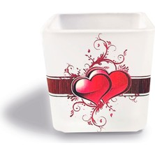 Tink DEKORATİF BUZLU CAM MUMLUK KALPLER DESEN 8X8 CM (2 Adet)