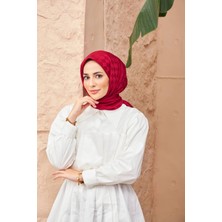İpekhan Dama Jakarlı Eşarp Bordo 9900-12