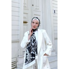 İpekhan Nature Frezya Soft Şal Beyaz Siyah 3038-06