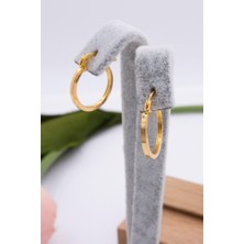 Latif Kuyumcu 22 Ayar Altın Küpe Kalemli Düz Halka Kadın Küpe LKKP1196