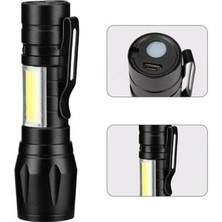 Rucas Ultra Güçlü 2500 Lumen 5W Cob LED USB Şarjlı El Feneri Avcılık Feneri Kamp Feneri