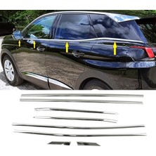 ZNZ Oto Aksesuar Peugeot 3008 Krom Cam Çıtası 8 Prç P.çelik 2016 Ve Üzeri