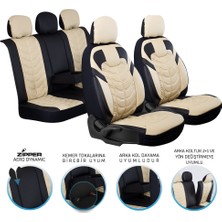 mitsubishi Carisma Uyumlu Deri Oto Koltuk Kılıfı Ön/arka 5li Set (Nova) Bej-Siyah