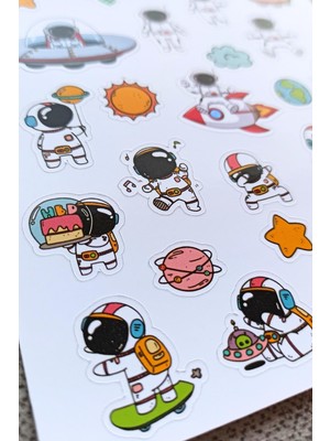 Mona Craftist 31 Adet Astronot Sticker Seti Uzay Sticker Çocuk Sticker