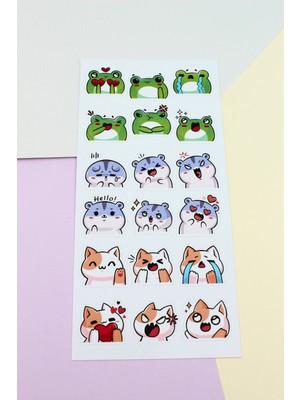 Mona Craftist 108 Adet Emoji Sticker Seti Sevimli Sticker Scrapbook Sticker Whatsapp Emoji Sticker Kedi Sticker Ku