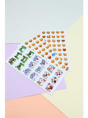 Mona Craftist 108 Adet Emoji Sticker Seti Sevimli Sticker Scrapbook Sticker Whatsapp Emoji Sticker Kedi Sticker Ku