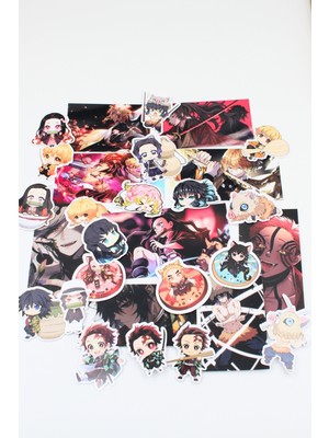 Mona Craftist 29 Adet Demon Slayer Sticker Seti Laptop Sticker Kimetsu Na Yaiba Sticker Anime Sticker