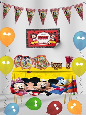 Mickey Mouse Afişli 32 Kişilik Doğum Günü Parti Malzemeleri Süsleri Seti Lxst