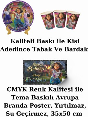 Encanto Disney Encanto  Bayraklı ve Afişli 32 Kişilik Doğum Günü Parti Malzemeleri Süsleri Seti Mxst