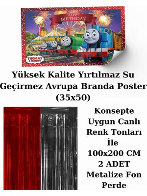 Thomas Train Thomas Tren ve Arkadaşları  Perdeli Doğum Günü Parti Malzemeleri Süsleri Seti Prdlst