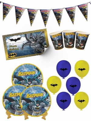 Batman Bayraklı ve Afişli 16 Kişilik Doğum Günü Parti Malzemeleri Süsleri Seti Mxst