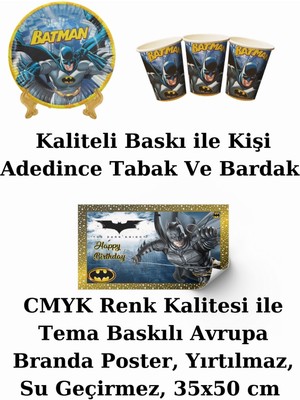 Batman Bayraklı ve Afişli 16 Kişilik Doğum Günü Parti Malzemeleri Süsleri Seti Mxst