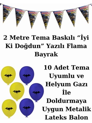 Batman Bayraklı ve Afişli 16 Kişilik Doğum Günü Parti Malzemeleri Süsleri Seti Mxst