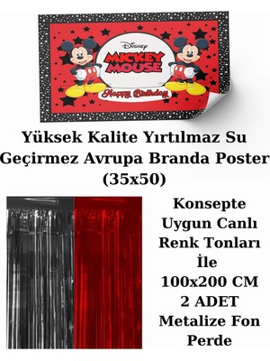 Mickey Mouse Perdeli Doğum Günü Parti Malzemeleri Süsleri Seti Prdlst