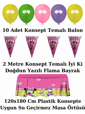 Minnie Mouse Afişli 32 Kişilik Doğum Günü Parti Malzemeleri Süsleri Seti Lxst