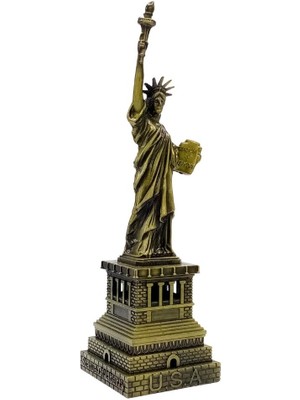 Dünyadan Hediyeler Vintage Metal Usa Özgürlük Heykeli Biblo Antik Bronz 18 cm