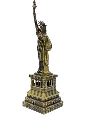 Dünyadan Hediyeler Vintage Metal Usa Özgürlük Heykeli Biblo Antik Bronz 18 cm