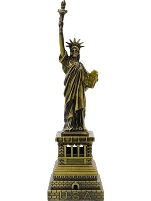 Dünyadan Hediyeler Vintage Metal Usa Özgürlük Heykeli Biblo Antik Bronz 18 cm