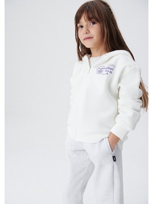 Mavi Fermuarlı Beyaz Sweatshirt 7S10018-70057