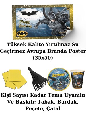 Batman Afişli 8 Kişilik Doğum Günü Parti Malzemeleri Süsleri Seti Lxst