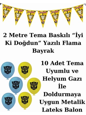 Transformers Bumblebee  Bayraklı ve Afişli 16 Kişilik Doğum Günü Parti Malzemeleri Süsleri Seti Mxst