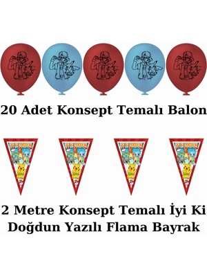 Pokemon Perdeli Doğum Günü Parti Malzemeleri Süsleri Seti Prdlst