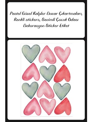 Lizpo Decor Pastel Güzel Kalpler Duvar Çıkartmaları, Renkli Stickers, Sevimli Çocuk Odası Dekorasyon Sticker Etiket