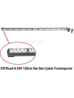 Ahmet Otomotiv 9V-30V LED Bar Off-Road Sarı Çakarlı (Çakar Tepe Lamba) Fonksiyonlu (120 Cm)