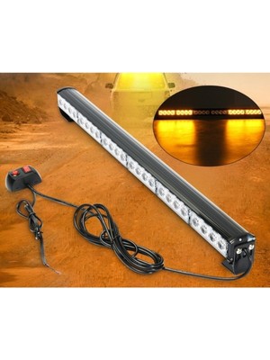 Ahmet Otomotiv Tepe LED Bar Çakarlı Off Road 12-24V 90CM Sarı-Sarı Metal Gövde