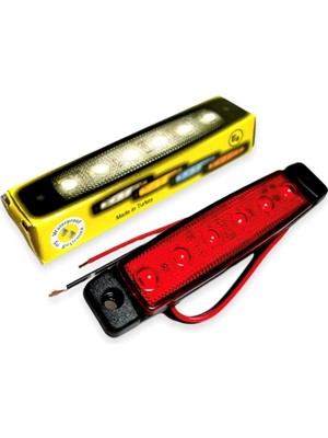 Ahmet Otomotiv 6 Ledli Kırmızı Parmak LED 12V Lamba Basamak Aydınlatma 12V