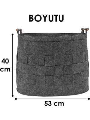 Buti Çok Amaçlı Organizer, Keçe Felted Örgülü Kırlı Çamaşır Sepeti, Oyuncak Sepeti Gri 105383