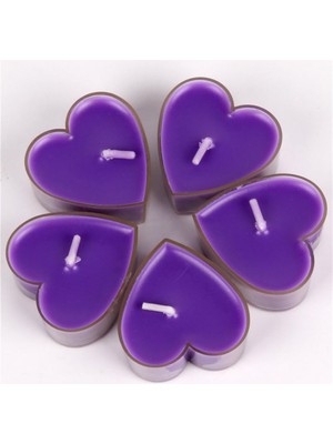 Tinky Winky Tealight Mum - Mor Küçük Kalpli Yer Ve Masa Mumu 20 Adet